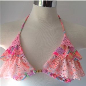 Swimwear Top Padded NeckBack TieTop Ruffle Medium